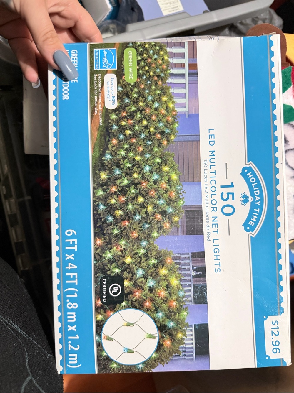 Holiday Time Multicolor LED Net Lights on Green Wire
